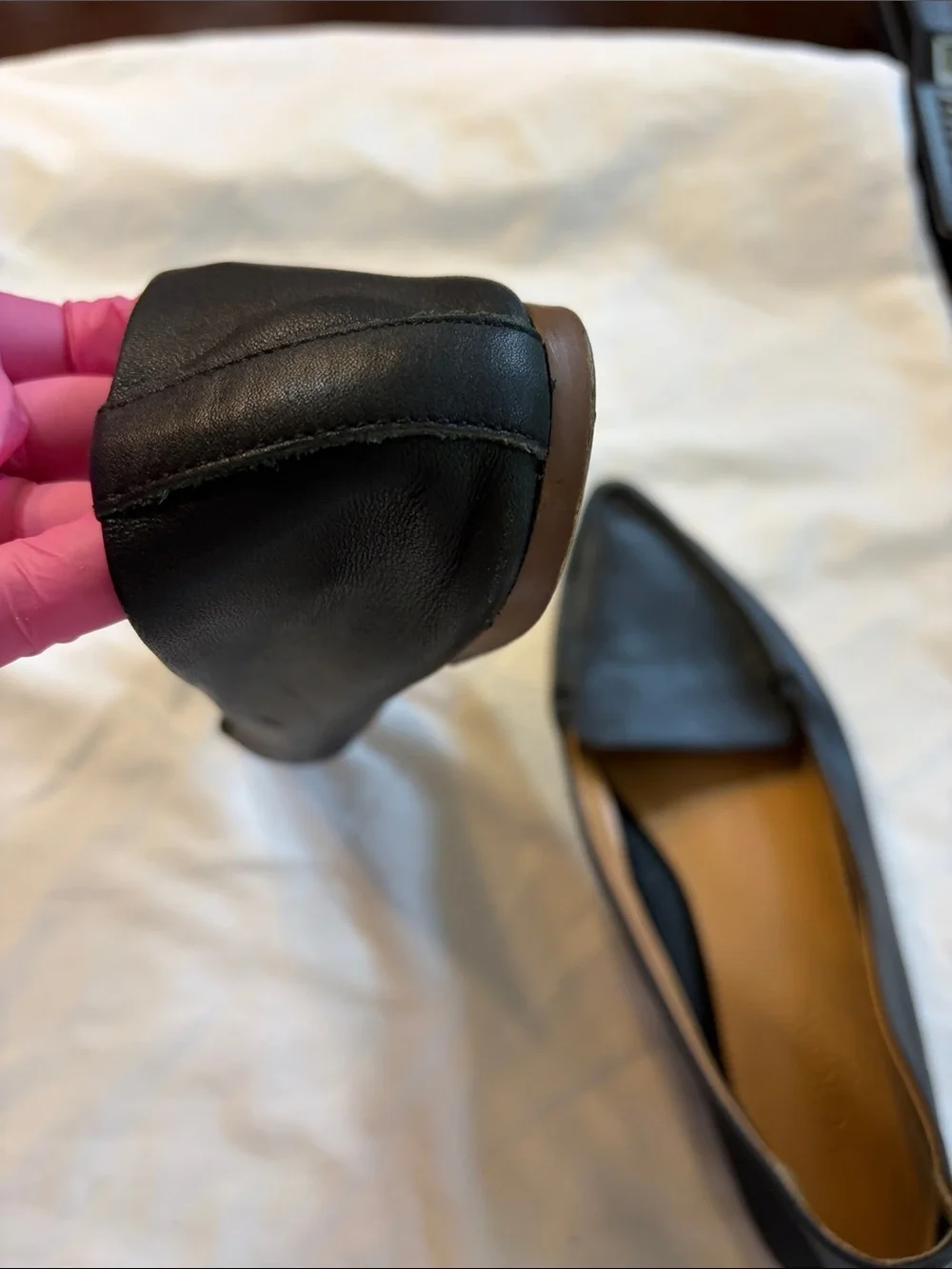 J. Crew Black Pointed Leather Slip-On Flats